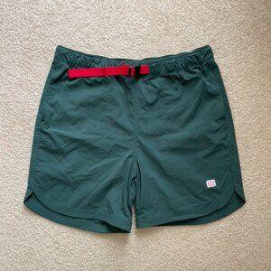 Topo Designs Shorts Men's Large Forest Green Nylon Belted Outdoor Hiking EUC